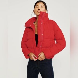 Abercrombie & Fitch Bold Red Puffer Jacket